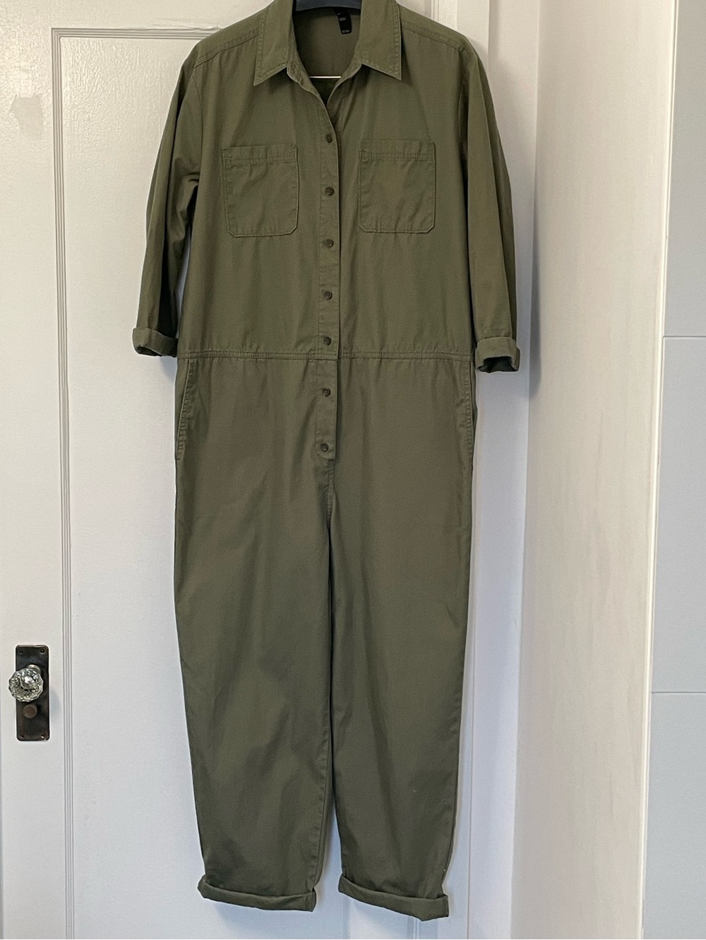 Banana Republic Olive Green Button-Front Jumpsuit